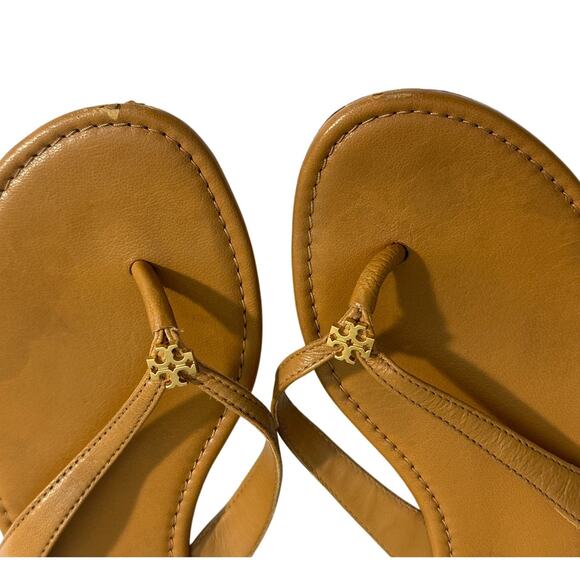 Tory Burch Classic Flip Flop Caramel Corn Brown Leather size 6 - Picture 7 of 7